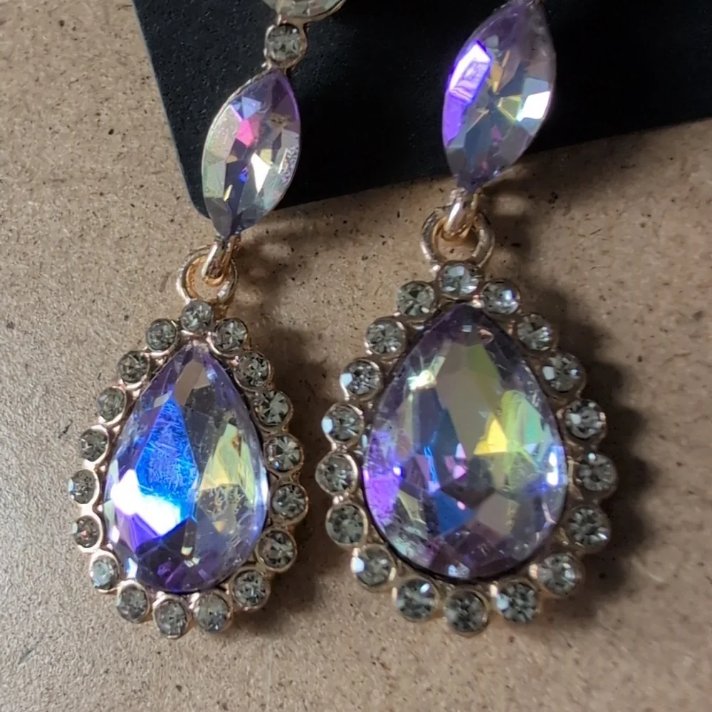 Elegant Purple Crystal Drop Earrings
